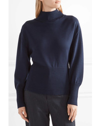 Jacquemus Tie Back Wool Turtleneck Sweater Midnight Blue