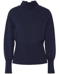 Jacquemus Tie Back Wool Turtleneck Sweater Midnight Blue