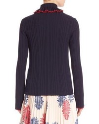 MSGM Virgin Wool Ruffle Turtleneck Sweater