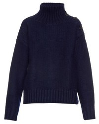 Ys By Yohji Yamamoto Button Shoulder Roll Neck Wool Sweater