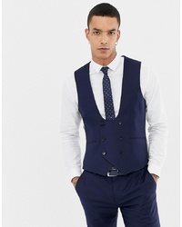 Twisted Tailor Super Skinny Wool Mix Suit Waistcoat In Navy