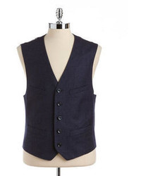 Black Brown 1826 Wool Two Tone Pinstripe Vest
