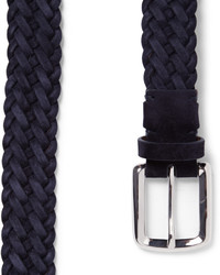 Brunello Cucinelli 3cm Navy Woven Suede Belt