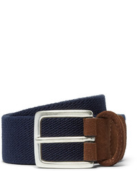 Andersons Andersons 35cm Navy Suede Trimmed Woven Elasticated Belt
