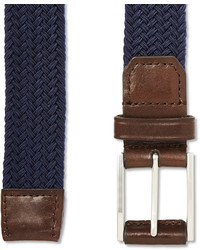Michael Kors Michl Kors 35cm Navy Leather Trimmed Woven Elasticated Belt
