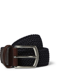 Andersons Andersons Blue 35cm Leather Trimmed Elasticated Woven Belt