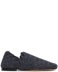 Navy Woven Canvas Loafers