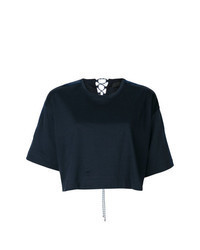 Navy Woven Cropped Top