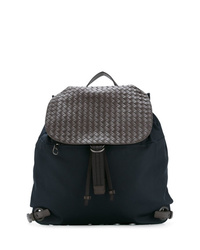 Navy Woven Leather Backpack