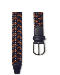 ANDERSON'S 35cm Navy Woven Leather Belt