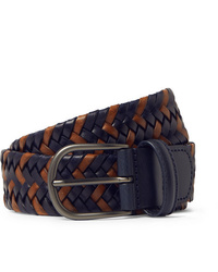 ANDERSON'S 35cm Navy Woven Leather Belt