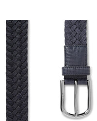 Tod's 35cm Navy Woven Suede And Cross Grain Leather Belt