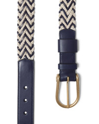 Loewe 35cm Woven Leather And Linen Belt