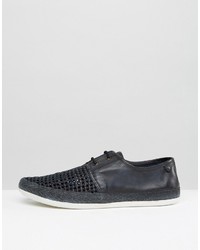 Base London Tent Woven Leather Derby Shoes