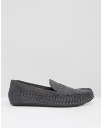 Frank Wright Leeward Woven Loafers In Navy Leather