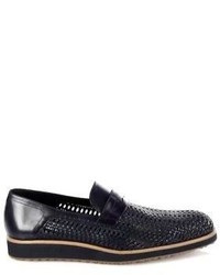 a. testoni Open Woven Leather Dress Loafers