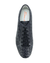 Santoni Woven Lace Up Sneakers