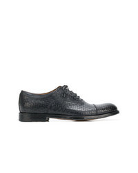 Navy Woven Leather Oxford Shoes