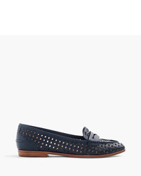 Navy Woven Loafers