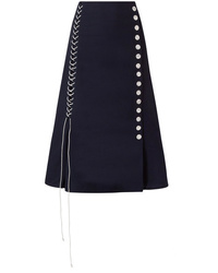 By Malene Birger Lace Up Woven Midi Skirt