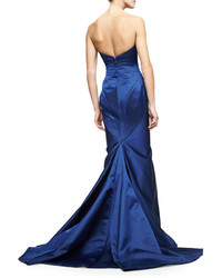 Zac Posen Strapless Woven Mermaid Gown Indigo