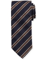 Eton Woven Twill Stripe Silk Tie Blue