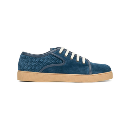 Bottega Veneta Denim Blue Intrecciato Suede Sneaker, $538 | farfetch.com | Lookastic
