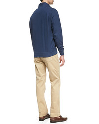 Peter Millar 12 Zip Jersey Pullover Sweater Navy
