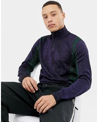 ASOS DESIGN Asos Knitted Co Ord Half Zip Jumper In Metallic Yarn