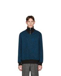 Paul Smith Blue Cheetah Zip Sweater