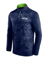 FANATICS Branded College Navy Seattle Seahawks Camo Jacquard Quarter Zip Jacket