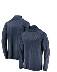 FANATICS Branded Navy Milwaukee Brewers Iconic Striated Primary Logo Raglan Quarter Zip Pullover Jacket At Nordstrom