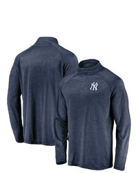 FANATICS Branded Navy New York Yankees Iconic Striated Primary Logo Raglan Quarter Zip Pullover Jacket At Nordstrom