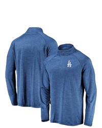 FANATICS Branded Royal Los Angeles Dodgers Iconic Striated Primary Logo Raglan Quarter Zip Pullover Jacket