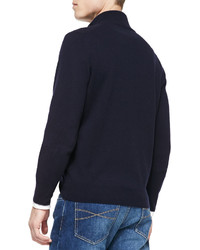 Brunello Cucinelli Cashmere Half Zip Sweater Navy