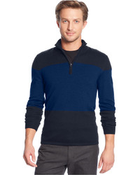 Calvin Klein Colorblocked Quarter Zip Merino Wool Sweater