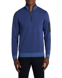 Bugatchi Cotton Blend Quarter Zip Pullover In Classic Blue At Nordstrom