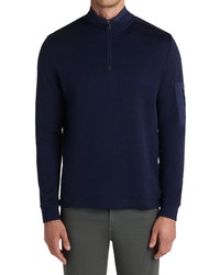 Bugatchi Cotton Blend Quarter Zip Sweater In Navy At Nordstrom