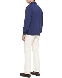 Peter Millar Cotton Fleece 12 Zip Pullover Navy