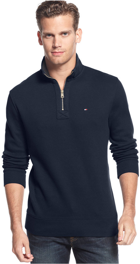 Tommy Hilfiger French Rib Half Zip Sweater, $79 | Macy's | Lookastic