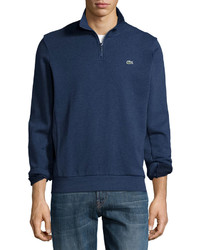 Lacoste Half Zip Melange Knit Sweatshirt Navy