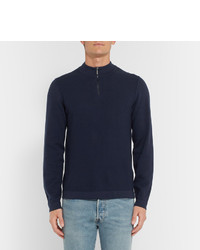 Hugo Boss Henderson Cotton And Virgin Wool Blend Half Zip Sweater