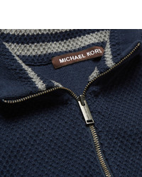 Michael Kors Michl Kors Honeycomb Knit Cotton Blend Half Zip Sweater