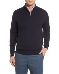 Peter Millar Mock Neck Quarter Zip Wool Cotton Sweater