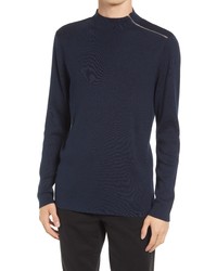 KARL LAGERFELD PARIS Mock Neck Shoulder Zip Sweater