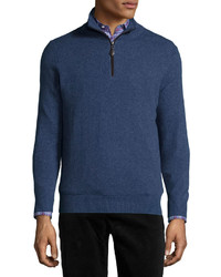 Neiman Marcus Nano Cashmere 14 Zip Pullover Dark Blue