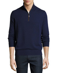 Neiman Marcus Nano Cashmere Quarter Zip Sweater