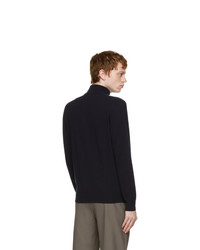Loro Piana Navy Cashmere Half Zip Sweater