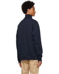 Lacoste Navy Cotton Quarter Zip Sweatshirt