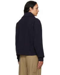 Recto Navy Double Ribbed Half Zip Sweater